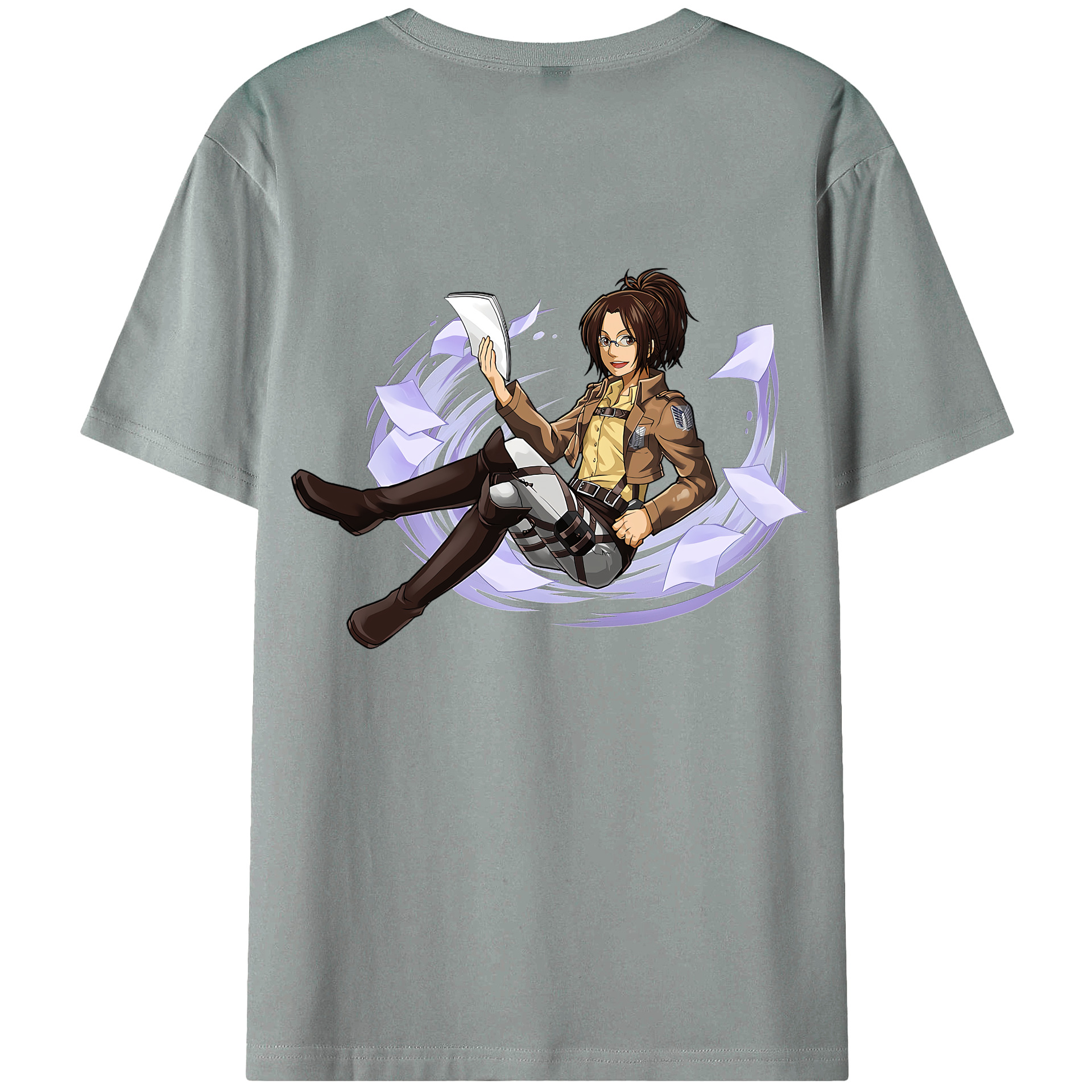 （画像用） 進撃の巨人 ハンジ·ゾエ Attack on Titan Hanji Zoe 綿100％ メンズ半袖Tシャツ（バックプリント） 通気性